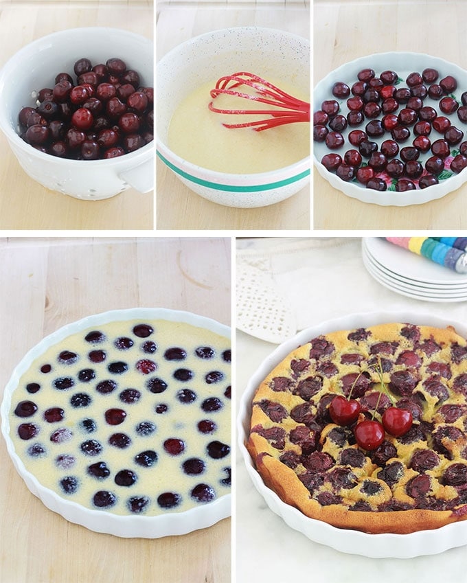 Après avoir testé plusieurs recettes de clafoutis aux cerises, celle-ci est l’une des meilleures. Vous pouvez utiliser des cerises fraîches, dénoyautées ou pas, des cerises congelées ou en conserve. Cet appareil à clafoutis convient également pour d’autres fruits.