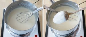 Bechamel maison Etape 2 - Laissez la sauce epaissir en remuant sans arret