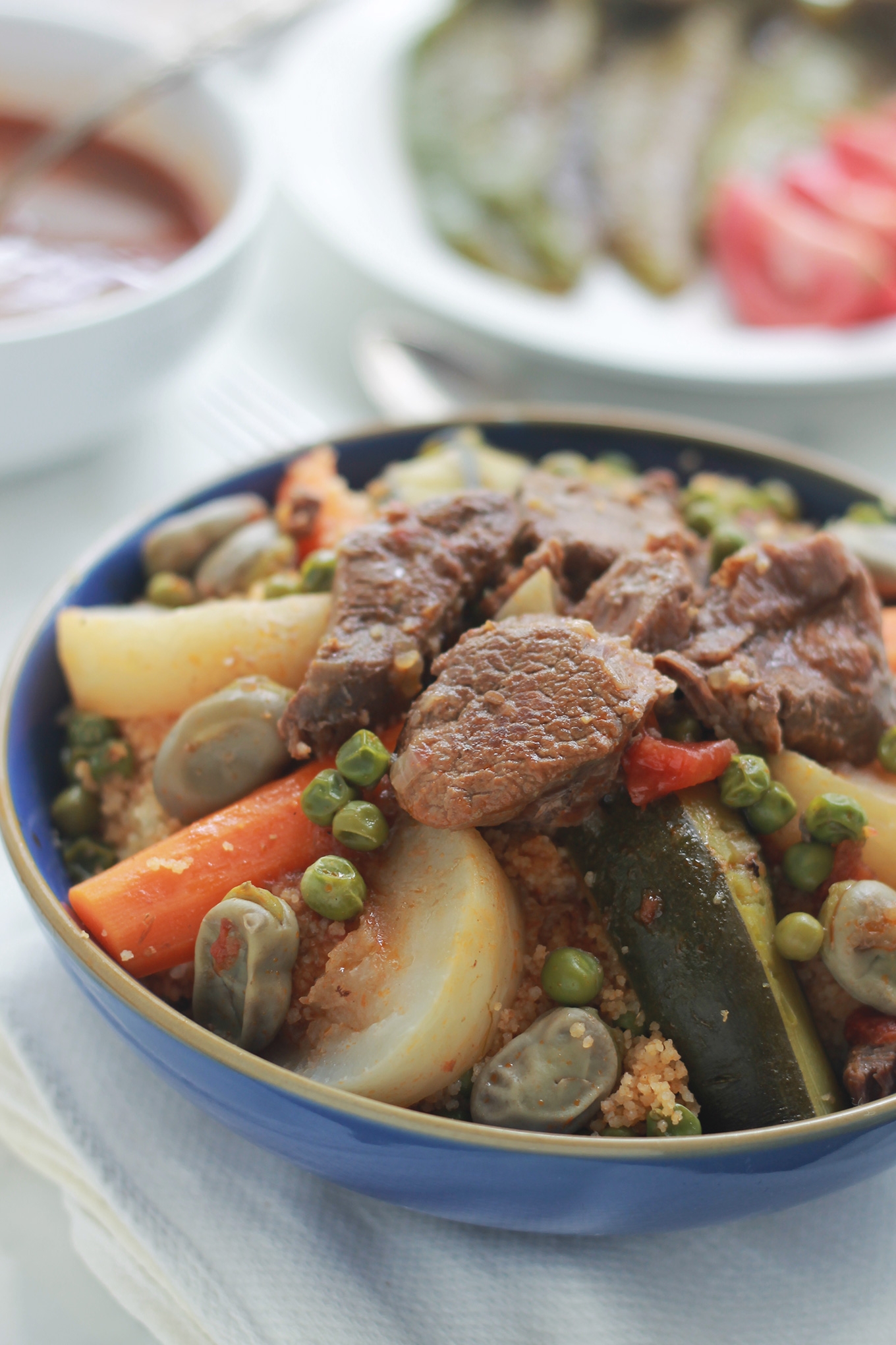 Couscous aux fèves fraîches et petits pois