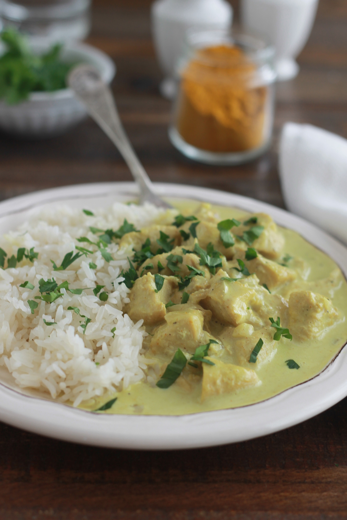 Poulet au curry et lait de coco