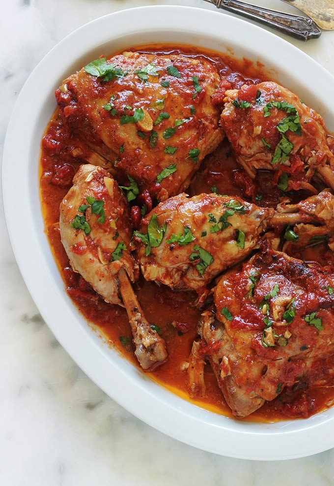 Poulet à Lail Et Tomates à La Cocotte