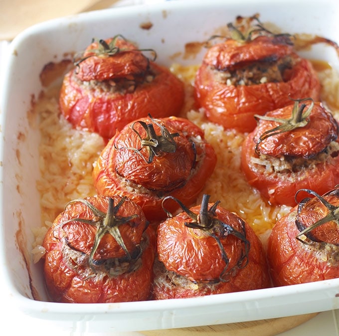 Tomates Farcies Et Riz Au Four Farce A La Viande Hachee