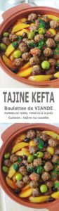 Tajine aux boulettes de viande, pommes de terre et olives. Le tout est cuit dans une sauce tomate. Si vous n'avez pas de tajine en terre cuite, pas de souci. Utilisez une cocotte ou une grande poêle avec couvercle. Un plat simple, complet et réconfortant.