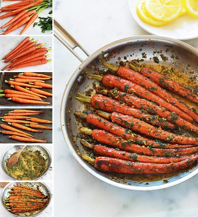 Carottes en sauce chermoula (ou zrodia mchermla) : un plat facile, rapide et plein de saveurs. La chermoula est composée de persil (ou de coriandre), ail, jus de citron, épices et huile d'olive. C'est bon aussi bien chaud que froid. A servir comme salade cuite en entrée, ou en plat d'accompagnement, sans gluten, pour viandes, poulet, poisson, fruits de mer, merguez ... Ou, si vous êtes végétarien / vegan, tout simplement avec du pain.