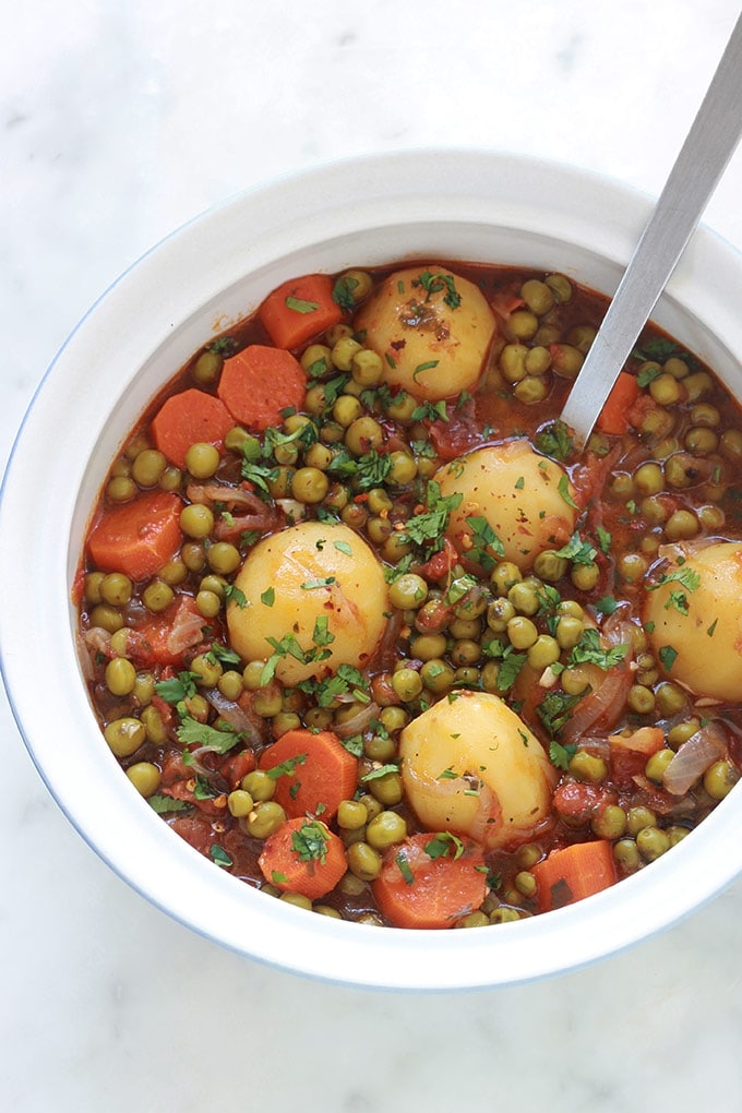 recette petit pois carotte pomme de terre sauce tomate