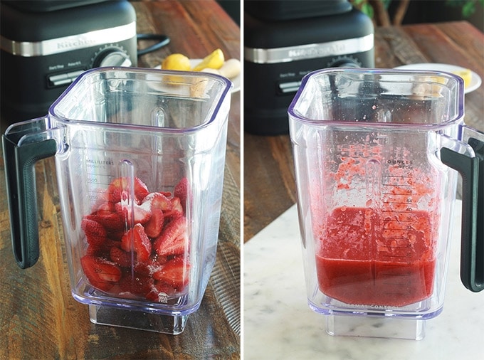 Coulis de fraises frais au blender.