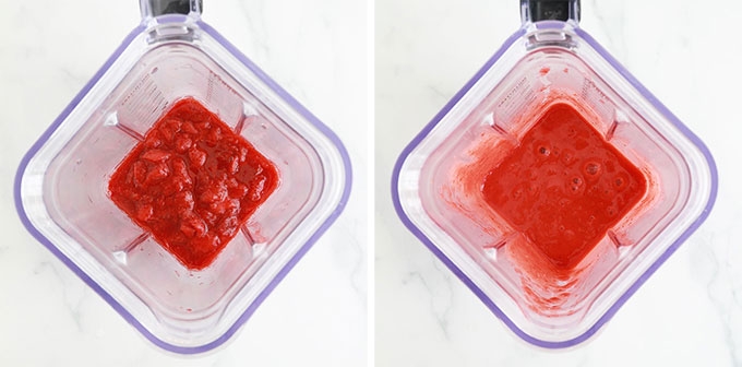 Mixer coulis de fraises cuit au blender