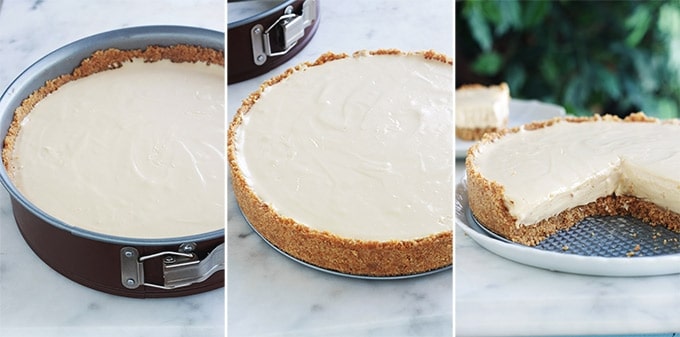 Ce cheesecake au fromage frais Philadelphia et au lait concentré est agréablement parfumé au citron et à la vanille. Sans oeufs et sans cuisson. Il est idéal quand il fait chaud et qu’on a pas envie d’allumer le four. Facile et rapide à faire (en dehors du temps de prise au frigo).