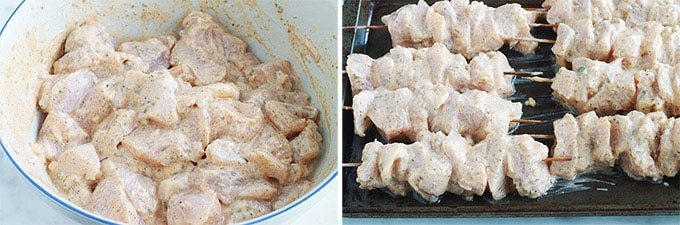 La recette du fameux chich taouk libanais, ou kebab de poulet. Délicieuses brochettes de poulet mariné au citron, épices et yaourt. Une recette facile et rapide (en dehors du temps de marinade). Peut être servi dans un mezzé, dans une assiette avec du riz et des légumes grillés, ou en sandwich avec des crudités et une ou plusieurs sauces.