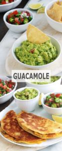Apprenez à faire le guacamole comme les mexicains. C'est une recette santé express. Composé de peu d'ingrédients : avocat, oignon, piment, coriandre, jus de lime et sel. Certains mettent de la tomate pour la couleur (mais c'est facultatif, le vrai guacamole ne contient pas de tomate). Très simple, rapide et yummy! Accompagne de nombreux plat mexicains : tacos, quesadillas, tostadas, tamales, enchiladas, empanadas, burritos, et bien d’autres! C'est joli aussi dans toutes sortes de verrines apéritives (apéro-dînatoire).
