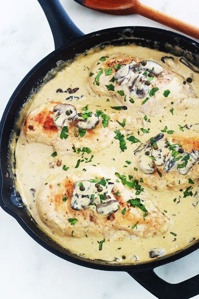 Poulet Sauce Au Poivre Vert Champignons Et Creme Cuisine Culinaire