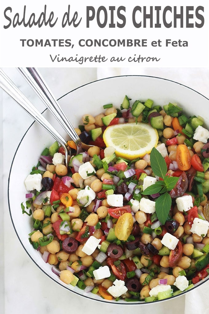 Salade de pois chiches aux tomates, concombre et feta