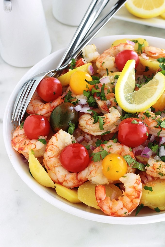 Salade De Pommes De Terre Aux Crevettes Et Tomates Cuisine Culinaire