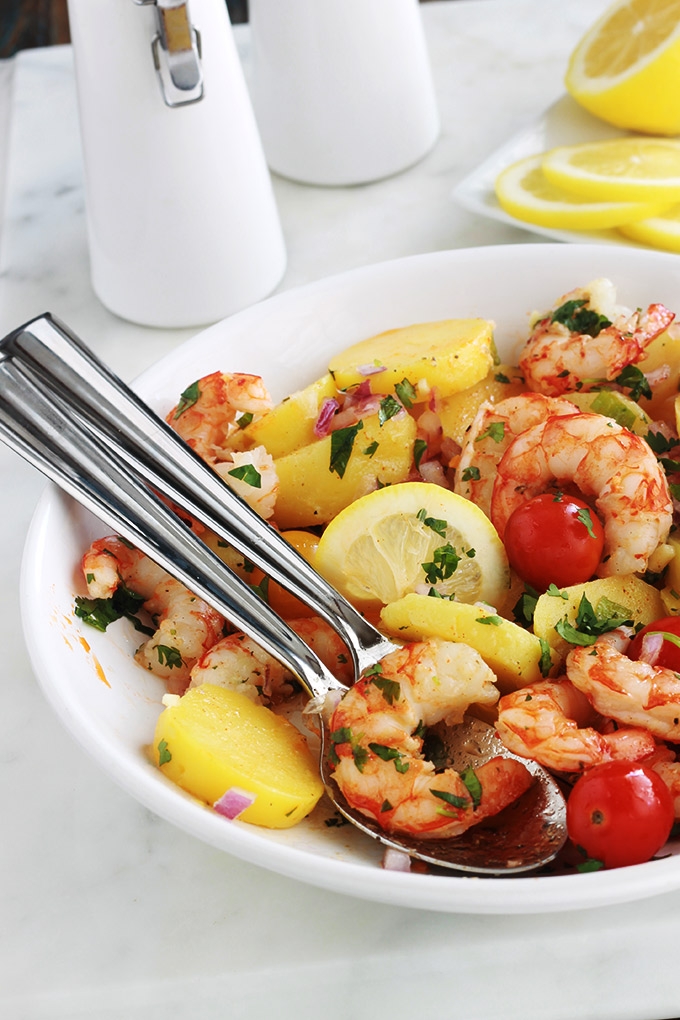 Salade De Pommes De Terre Aux Crevettes Et Tomates Cuisine Culinaire