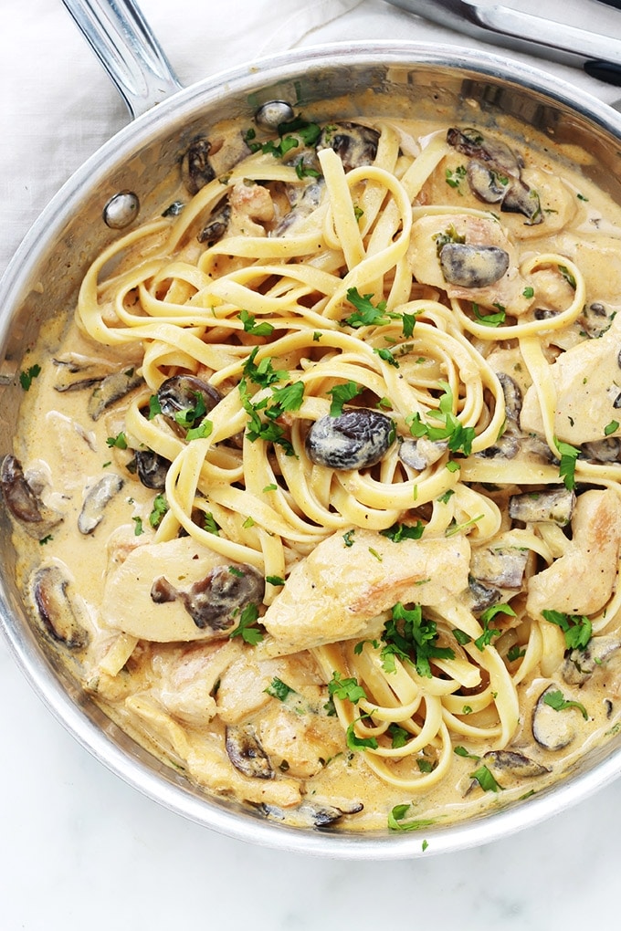 Pates Au Poulet Sauce Cremeuse Aux Champignons Cuisine Culinaire