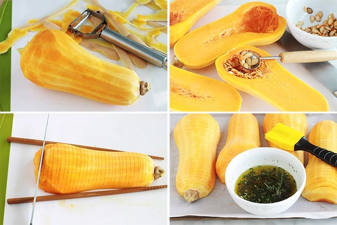 Courge Butternut Rotie Au Four Facon Hasselbak Facile Cuisine