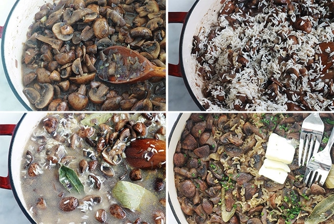 Délicieux riz aux champignons frais cuit au four. C’est une recette de riz pilaf facile à faire. Peu d’ingrédients : riz, oignon, ail, champignons, épices, bouillon. Un plat d’accompagnement sans gluten pour les viandes et volaille.