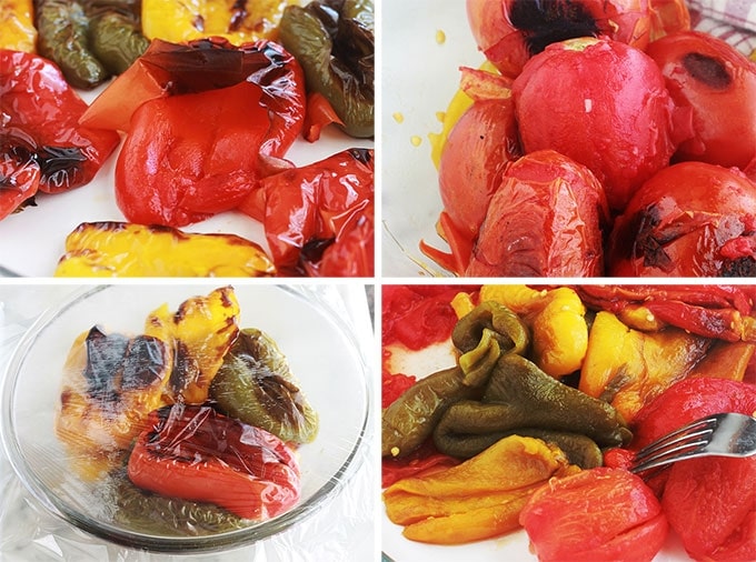 Slata méchouia est une salade de poivrons et tomates grillés à la tunisienne. Toute simple et parfumée. Ingrédients : poivrons, tomates, sel, huile d’olive. Éventuellement aubergine, oignon, ail, épices. En entrée ou en plat d’accompagnement. Un pur bonheur!