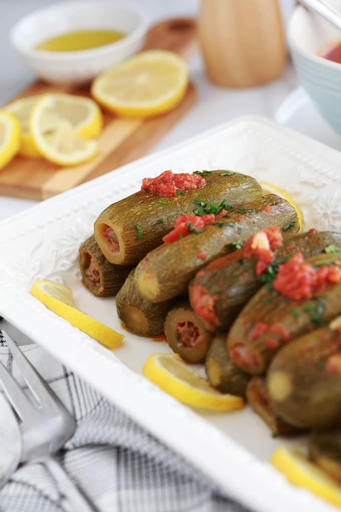 Recette courgettes farcies libanaise viande hachee sauce tomate facile koussa mahchi