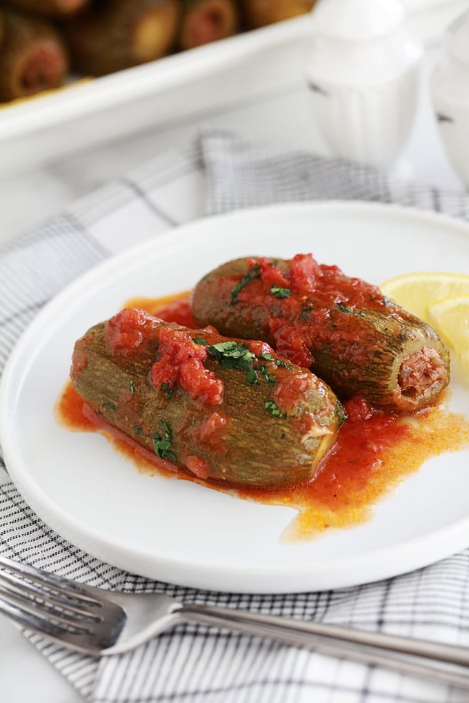 Recette courgettes farcies libanaise viande hachee sauce tomate facile koussa mahchi