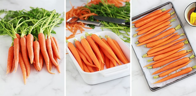 Recette des carottes rôties au miel et aux herbes. Simple et rapide. Les carottes sont tendres et fondantes. Peu d’ingrédients et moins de 4 minutes de préparation. Superbes pour accompagner presque tout : une viande rouge, un poulet rôti, du poisson…