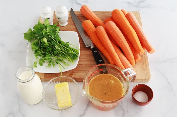 Ingrédients des carottes Vichy à la crème