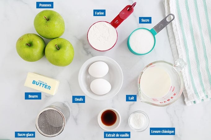 Ingredients du gateau aux pommes