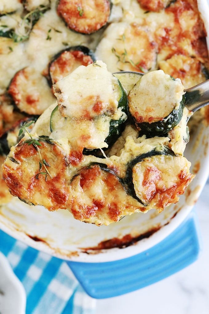 Gratin de courgettes a la creme dans un plat a gratin