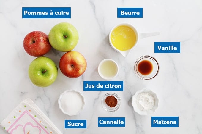 Ingredients des pommes au four en tranches 