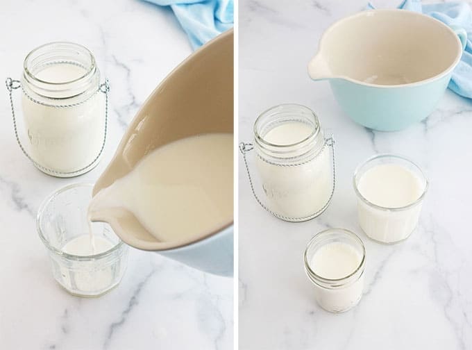 Verser le melange lait yaourt dans des pots ou contenants en verre ou en plastique